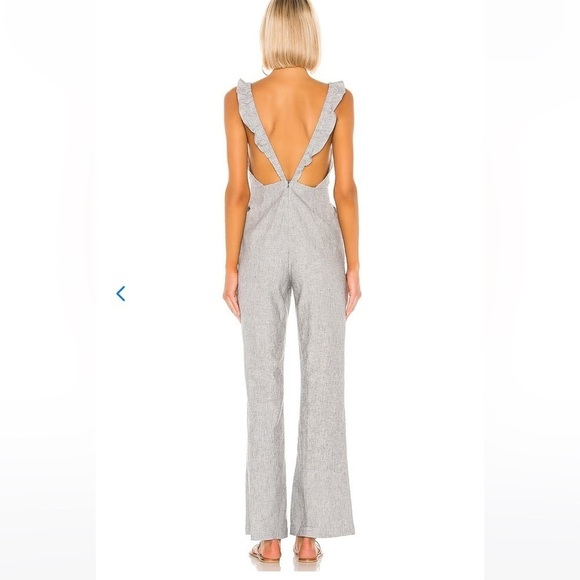 Lovers and Friends Linen Blend Kat Open Back Jumpsuit in Chambray Size Medium - Picture 5 of 14